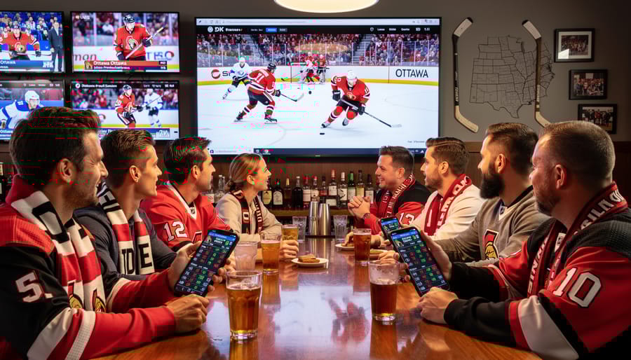 Ottawa Senators hockey players in action during home game at arena